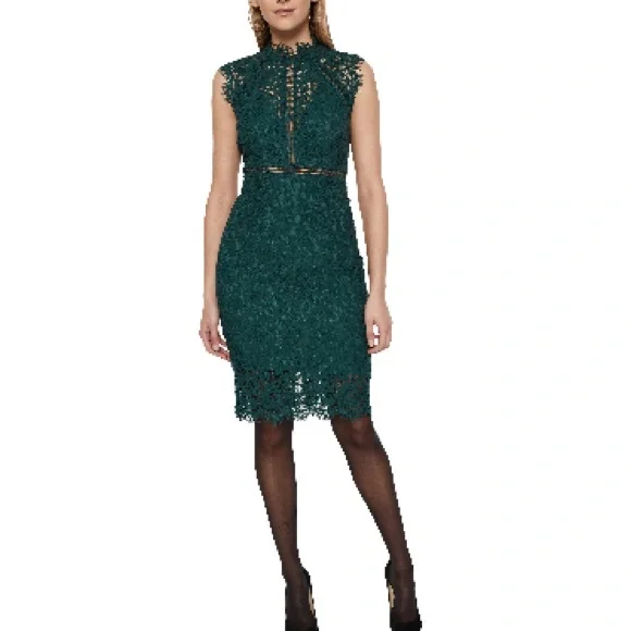 Women's Bardot Lace Sheath Cocktail Dress, Size X-Small - Green Women's Bardot Lace Sheath Cocktail Dress, Size X-Small - Green